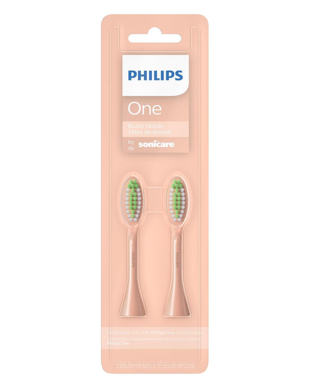 Philips Sonicare muestra el empaque frontal del pack rosa con valor práctico