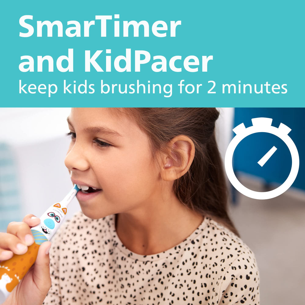Philips Sonicare KidPacer y SmarTimer visibles, ayuda a cepillar 2 minutos