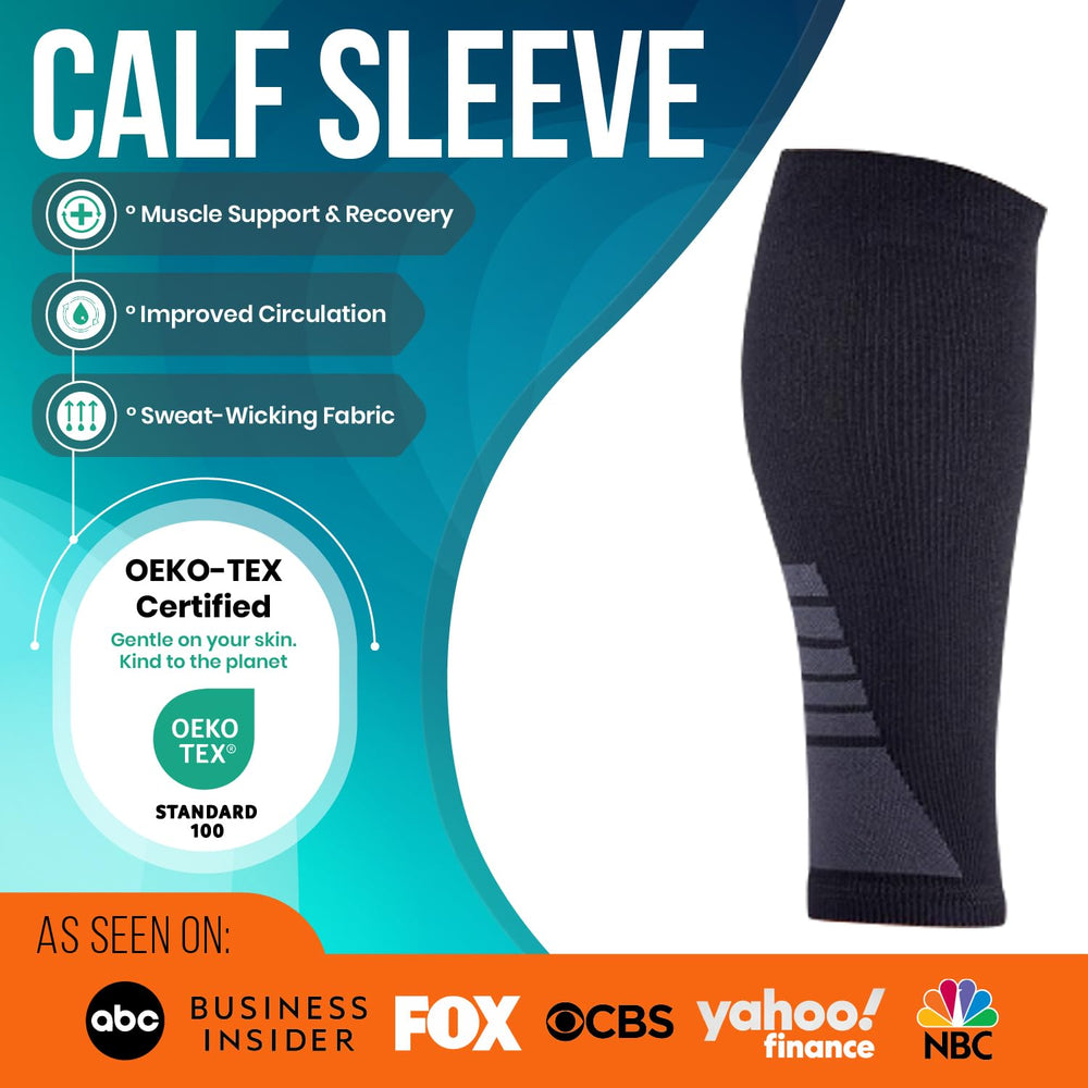 PhysFlex manga colocada en gemelo mostrando compresión y libertad de movimiento