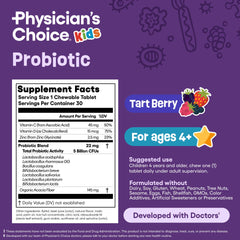 Physician's CHOICE Kids Probiotics no artificial dyes on label