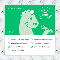 Piico caja abierta con 80 floss picks listos para uso familiar