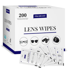 Pikabeast paquete frontal con 200 toallitas para lentes, transporte fácil