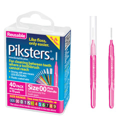 Piksters pack frontal con 40 cepillos interdental rosa, limpieza precisa
