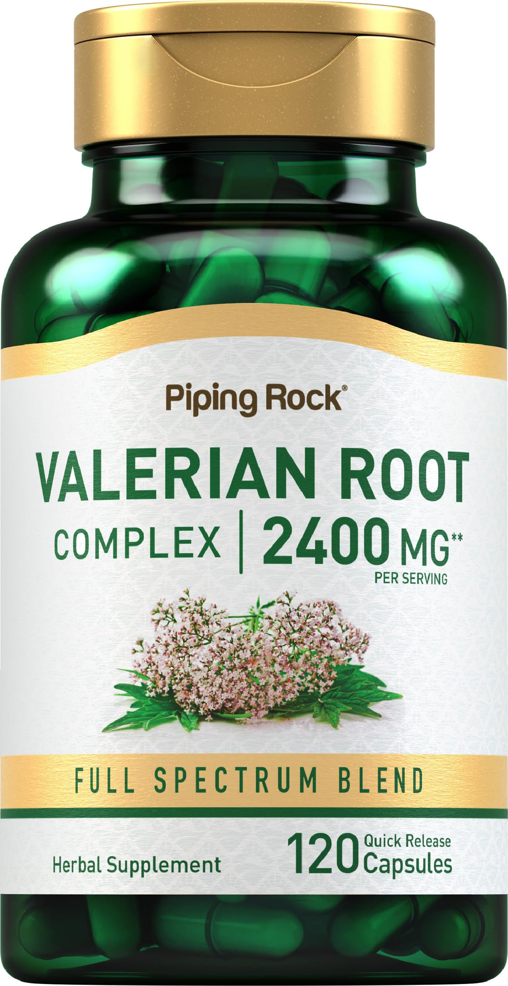 Piping Rock botella frontal mostrando 120 cápsulas y beneficios prácticos