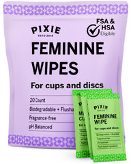 Pixie Cup paquete frontal mostrando diseño y cantidad, práctico para llevar