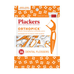 Plackers OrthoPick empaque frontal mostrando unidades listos para uso