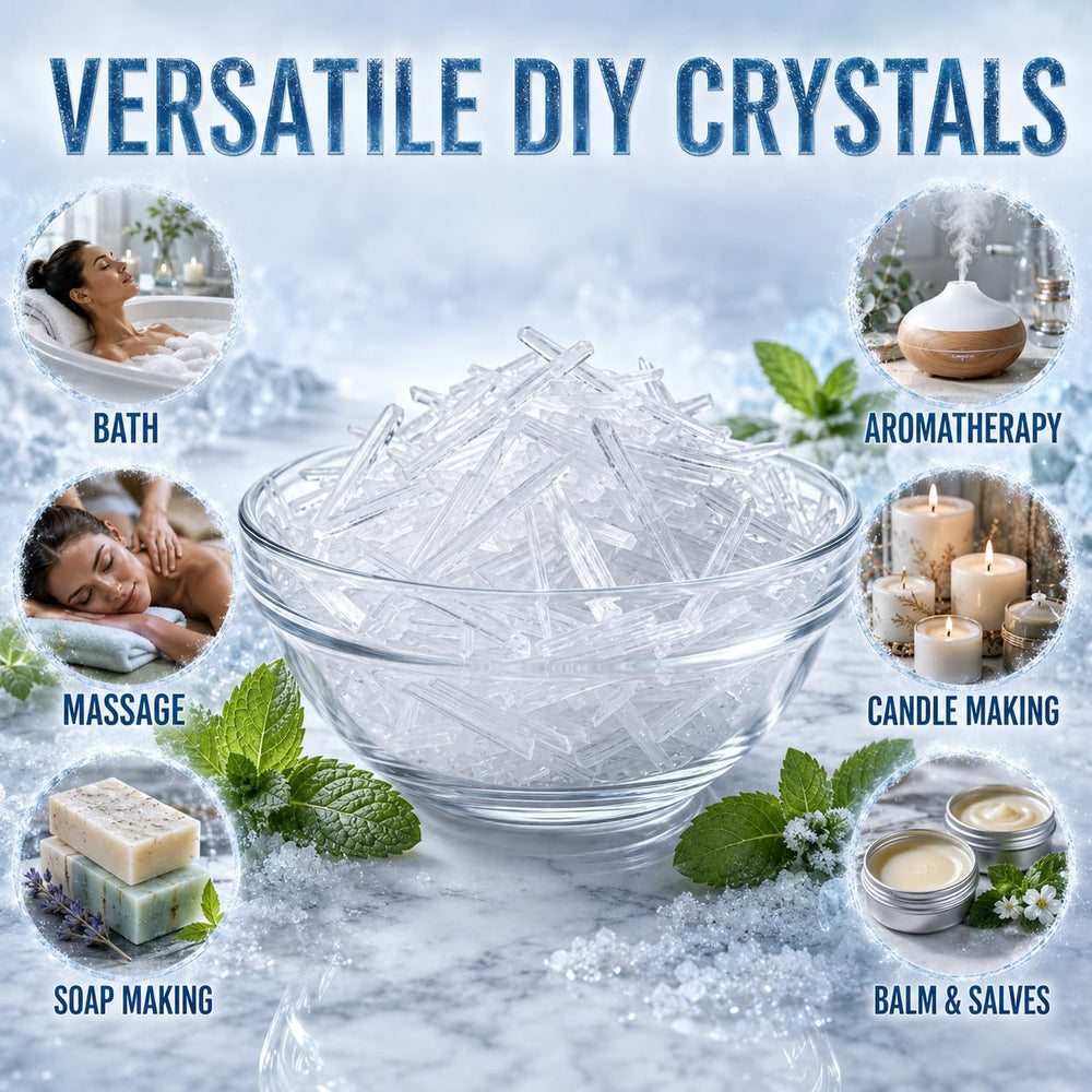 Plant Guru envase abierto con cristales de mentol listo para formular productos