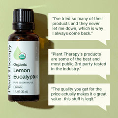 Plant Therapy botella 30 mL comparada con moneda para tamaño útil