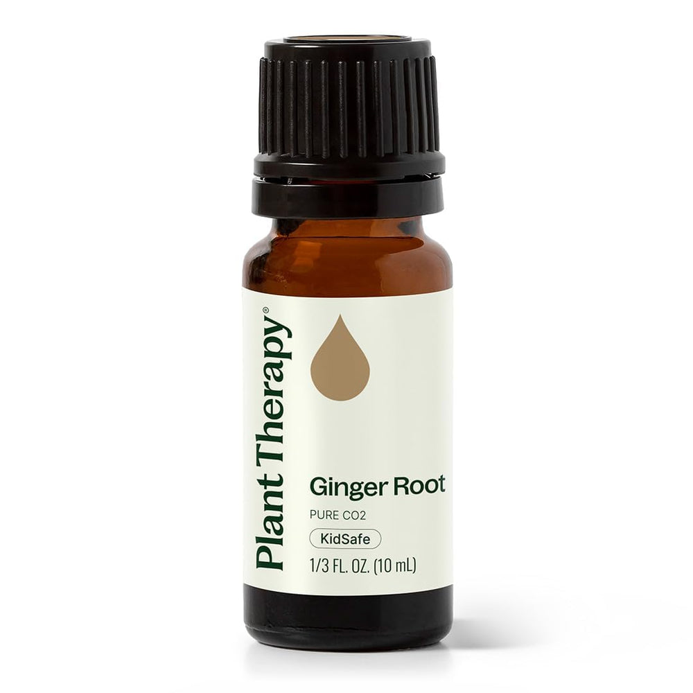 Plant Therapy botella frontal de Ginger Root CO2 mostrando etiqueta clara y volumen