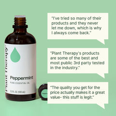 Plant Therapy gota de aceite de menta destacando textura y pureza