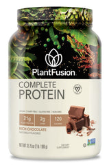 PlantFusion envase fronta l chocolate 2 lb mostrando información clave y beneficio proteico