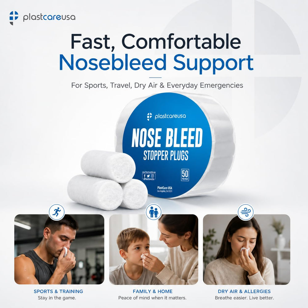 PlastCare USA perfil lateral del tapón nasal, diseño cómodo y seguro