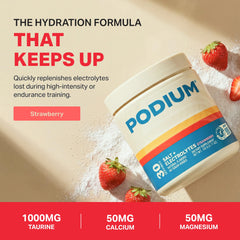 Podium Nutrition bebida preparada en vaso lista para rehidratar tras ejercicio