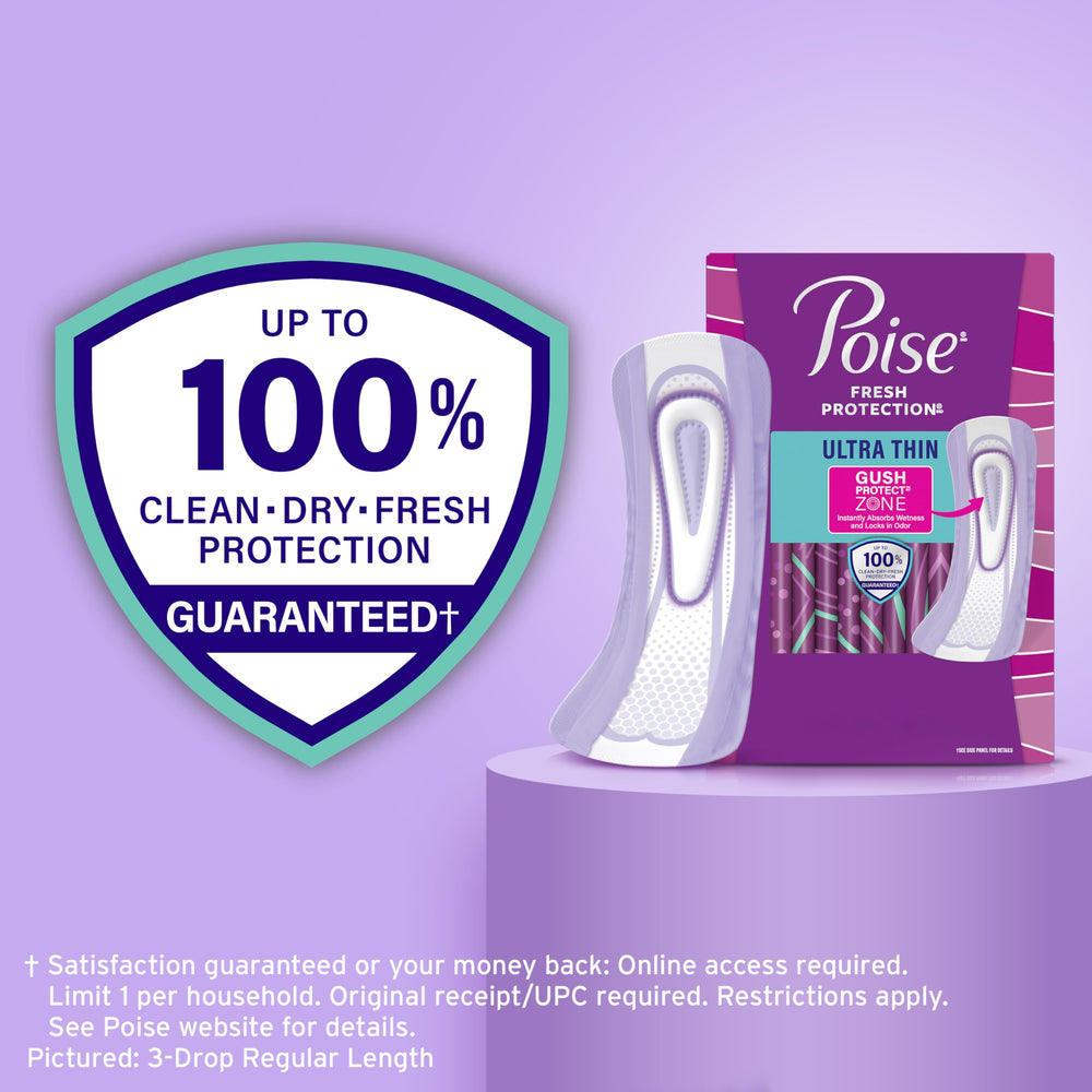 Escenario cotidiano con Poise en bolso para protección discreta durante el día
