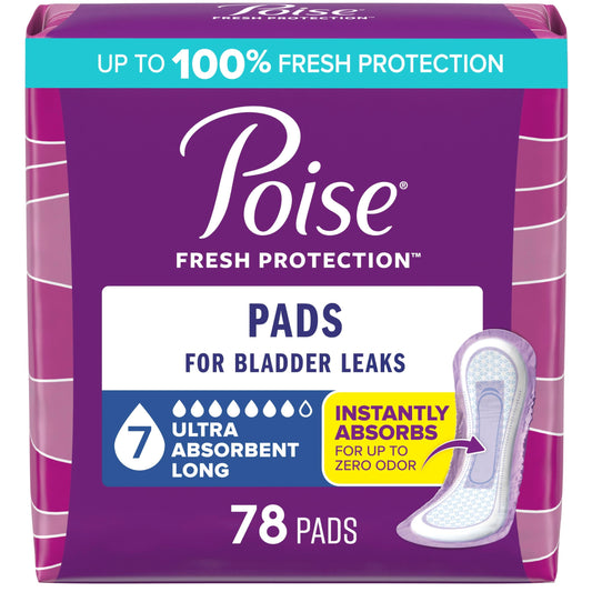 Poise empaque frontal mostrando 78 unidades y absorción confiable