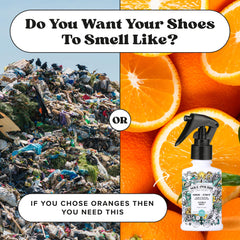 Poo-Pourri frasco junto a mano indica tamaño portátil ideal para viajes