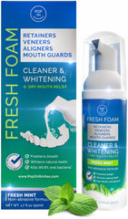 POP ON VENEERS envase frontal 50 ml mostrando uso práctico y limpieza