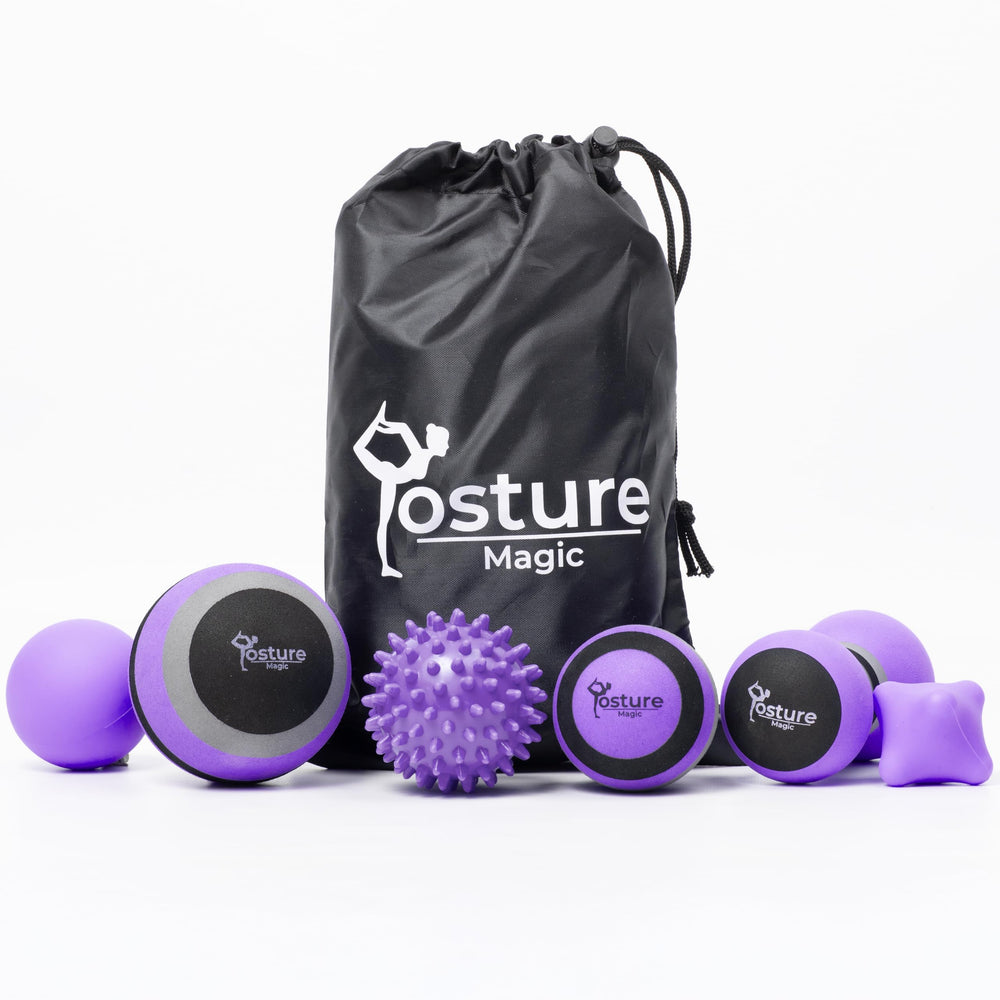 Posture Magic vista frontal del kit y accesorios para masaje