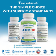 Power By Naturals ingredientes destacados MK‑7 D3 A, indica forma biodisponible
