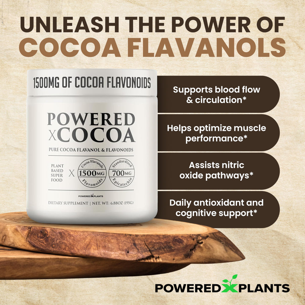 Cucharada dosificadora con cacao POWERED X PLANTS listada por porción