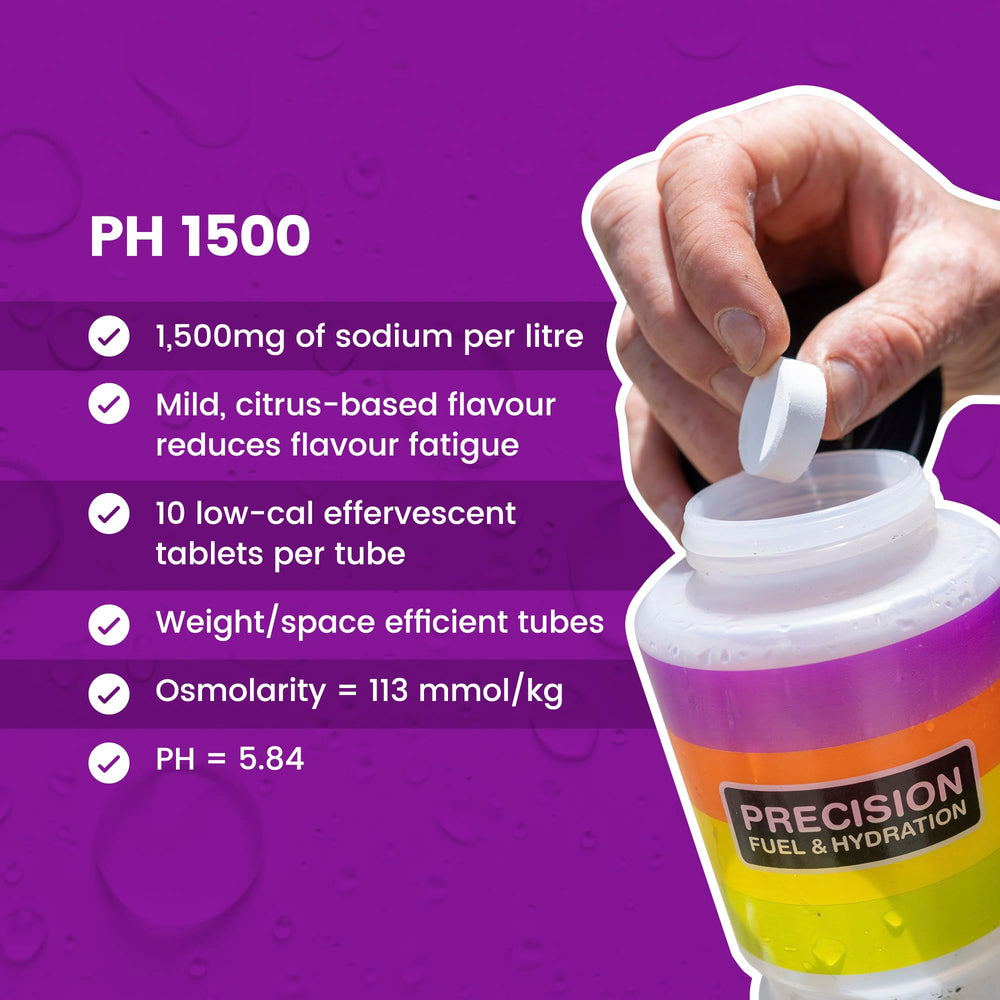 Precision Hydration tableta disuelta en vaso, hidratación rápida y baja en calorías