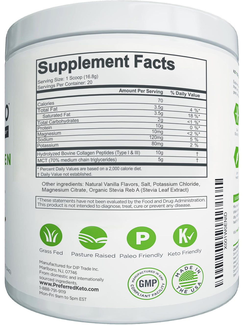 Preferred Elements KEYTO comparativa de tamaño del envase para referencia en la cocina