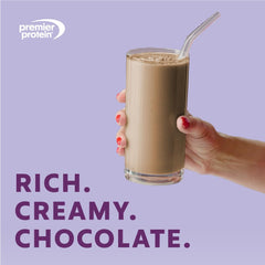 Premier Protein incorporado en smoothie saludable con frutas y fibra añadida