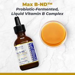 Premier Research Labs Max B-ND etiqueta con ingredientes y dosificación visible para confianza