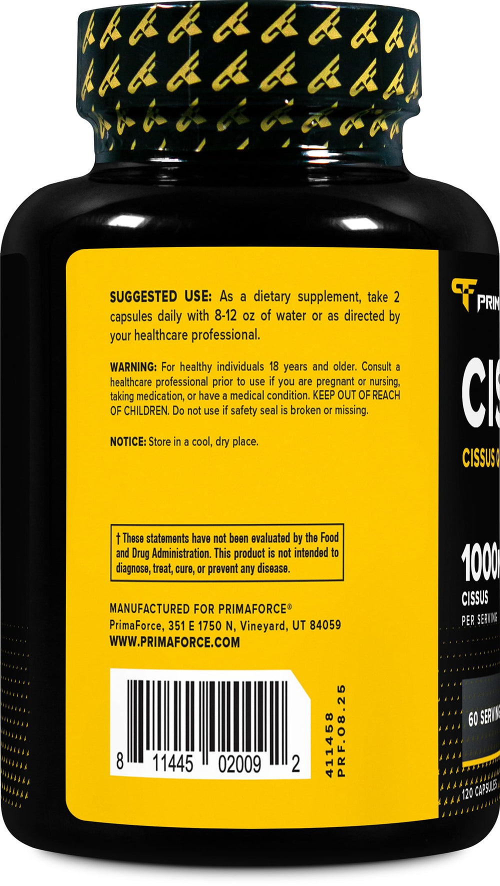 Etiqueta de ingredientes limpios de Primaforce, sin aditivos ni gluten.