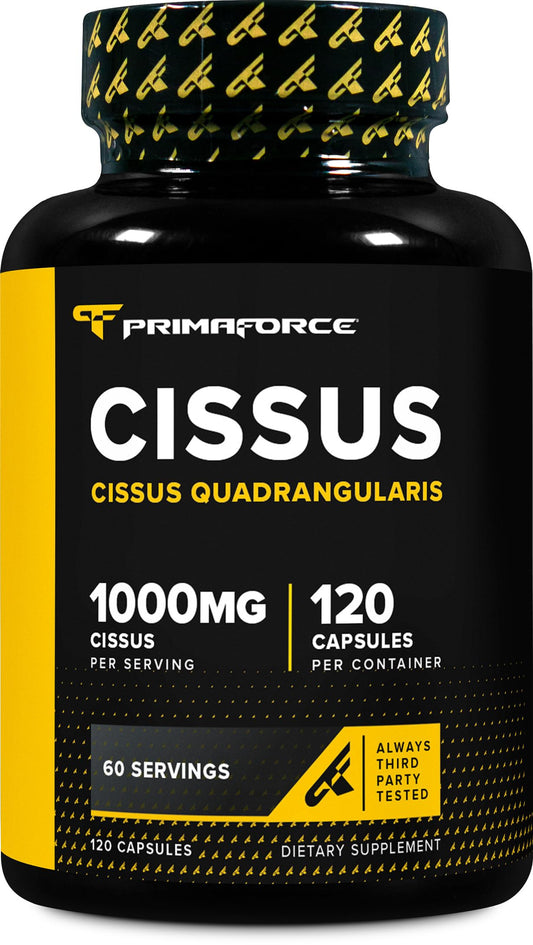 Primaforce frasco de Cissus Quadrangularis, cápsulas de 1000 mg para posibles beneficios articulares.