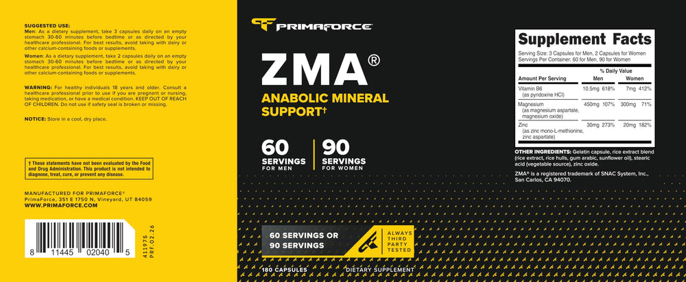 Primaforce ZMA ambientación en gimnasio sugiriendo uso en rutinas activas