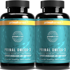 Primal Harvest vista frontal del frasco que muestra envase y beneficios claros