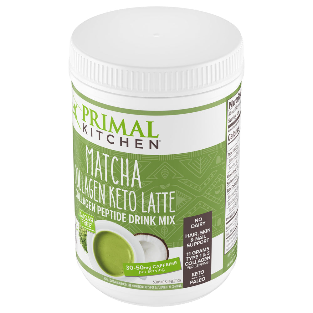 Primal Kitchen envase junto a objeto de referencia para comparar tamaño real