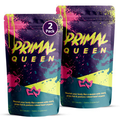 Primal Queen vista frontal del paquete y etiquetas claras, conveniencia