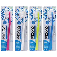 PRO-SYS empaque frontal mostrando pack de cuatro cepillos, higiene y protección
