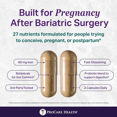 ProCare Health botella abierta con cápsulas esparcidas demostrando contenido visible