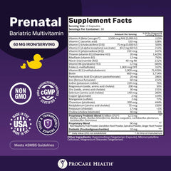 ProCare Health detalle de etiqueta con información de hierro y L‑metilfolato