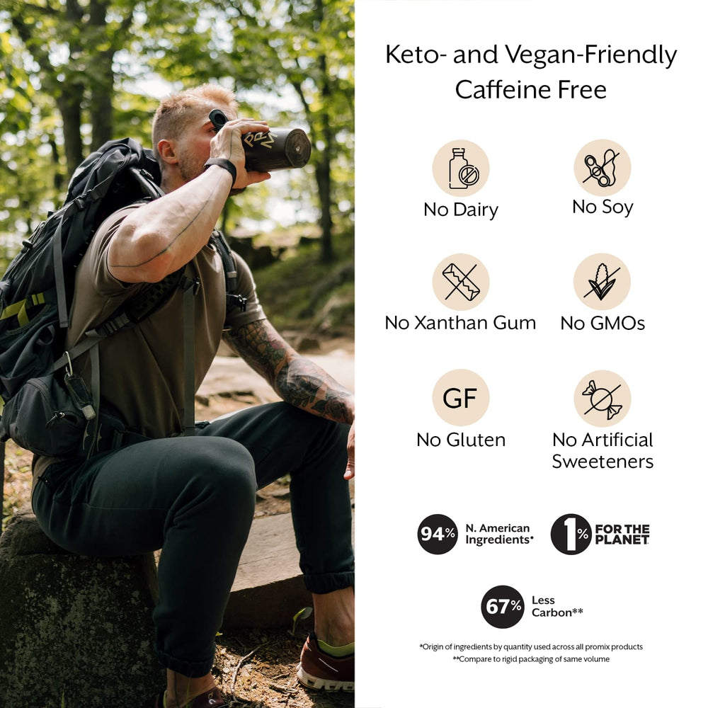 ProMix Nutrition polvo disolviéndose en agua, bebida sin grumos y refrescante