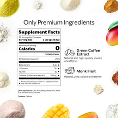 ProMix Nutrition cucharada con polvo mango, textura fina y mezcla instantánea
