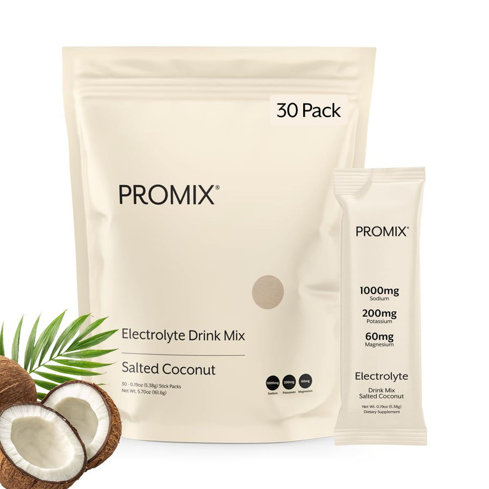ProMix front packaging mostrando Salted Coconut y beneficio de hidratación limpia