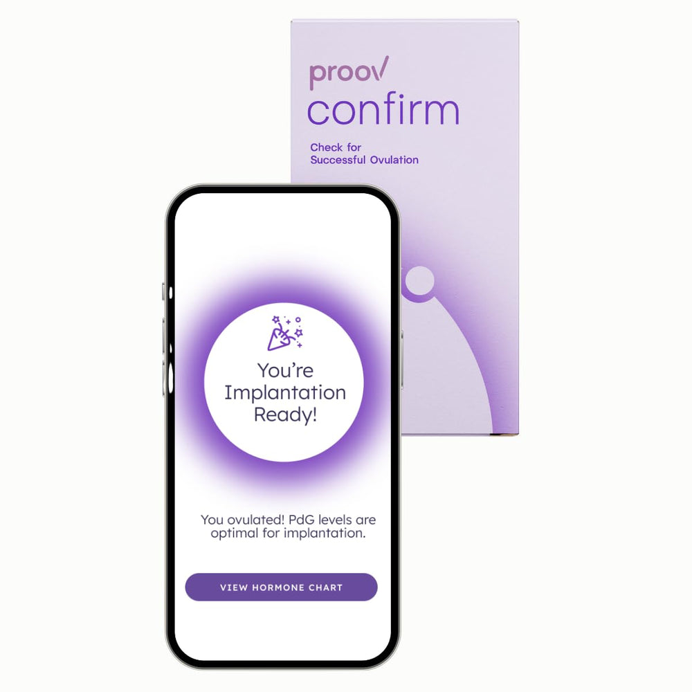 Proov confirm frontal del empaque mostrando confianza y claridad
