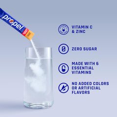 Propel sobre disuelto en agua mostrando solubilidad y refresco inmediato