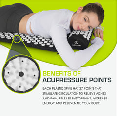 ProSource modelo en uso con almohada bajo el cuello para soporte y comodidad