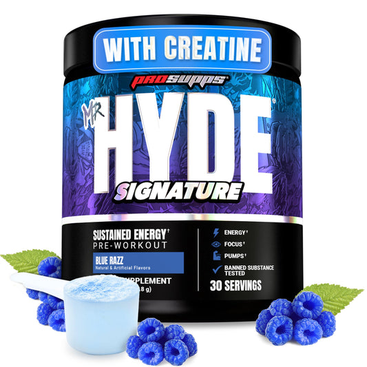 ProSupps Mr. Hyde frontal del envase mostrando sabor y porciones