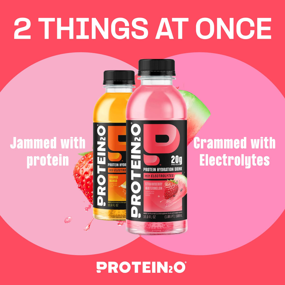 Protein2o botella 16.9 fl oz en mano, portable y lista para beber