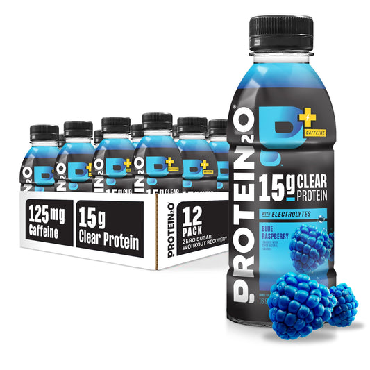 Protein2o botella frontal Blue Raspberry mostrando diseño y conveniencia
