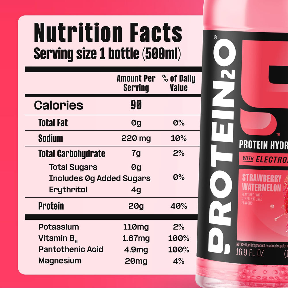 Protein2o sabor Strawberry Watermelon en gimnasio, hidratación con proteína
