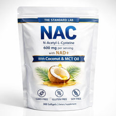 Prspy botella frontal de The Standard Lab NAC 600 mg 300 softgels mostrando el envase