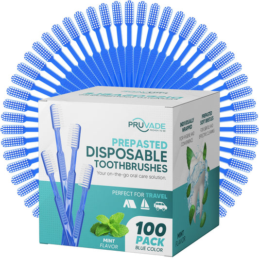 Pruvade empaque frontal mostrando 100 unidades y conveniencia portable