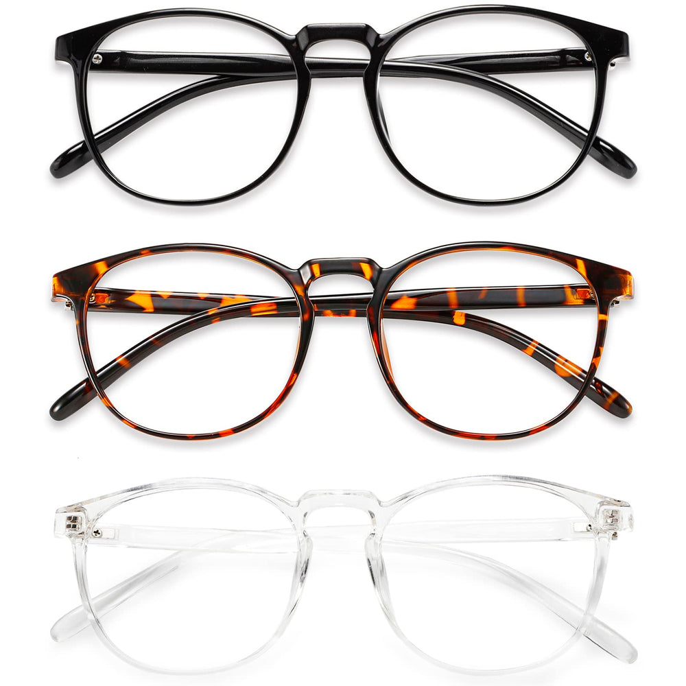 Przene vista frontal del pack de tres gafas mostrando colores y diseño cómodo